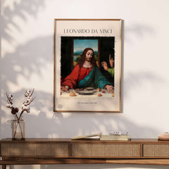 Leonardo da Vinci Art Print -  The Last Supper Detail Christ 1498 Renaissance Mural Art Print on wall decor.
