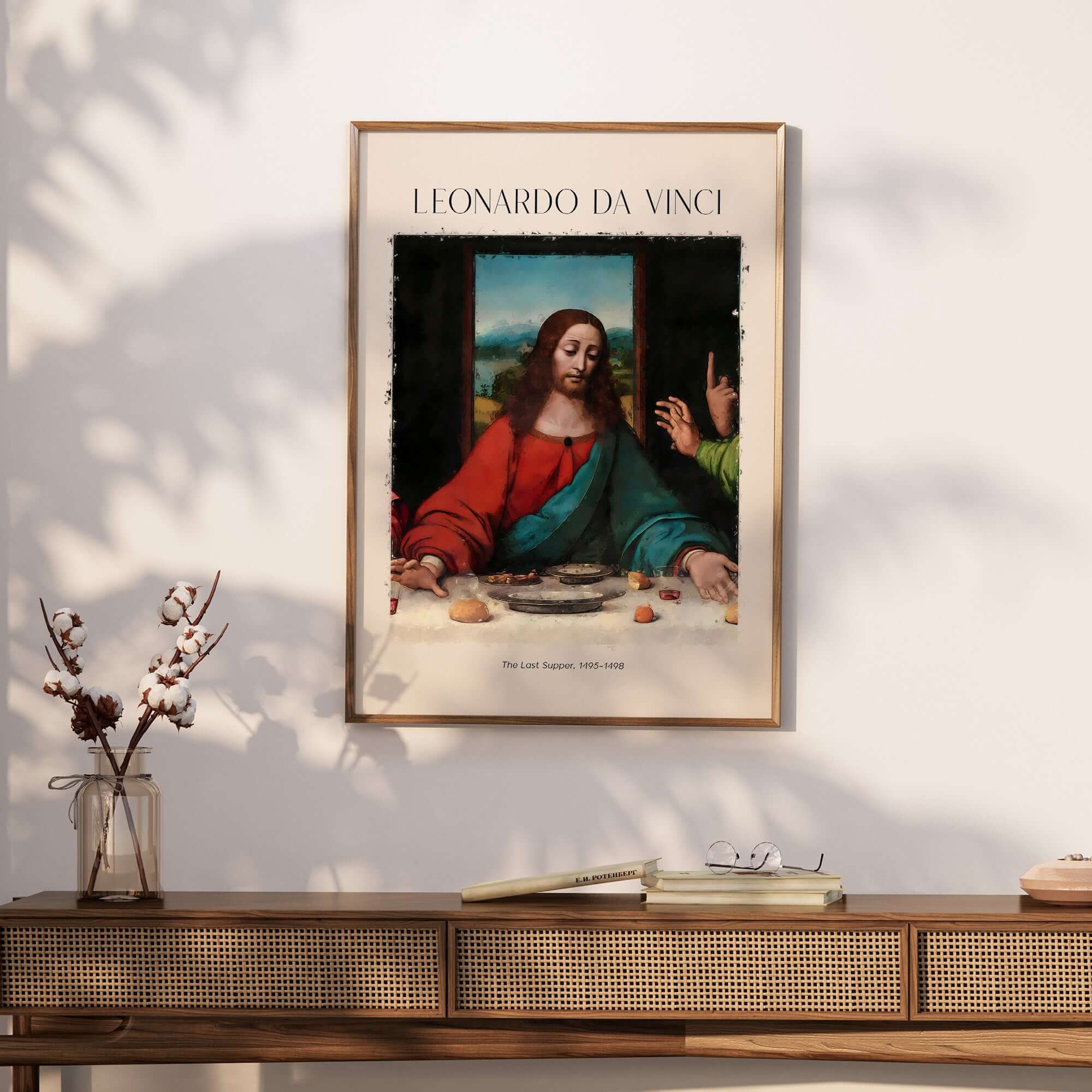 Leonardo da Vinci Art Print -  The Last Supper Detail Christ 1498 Renaissance Mural Art Print on wall decor.