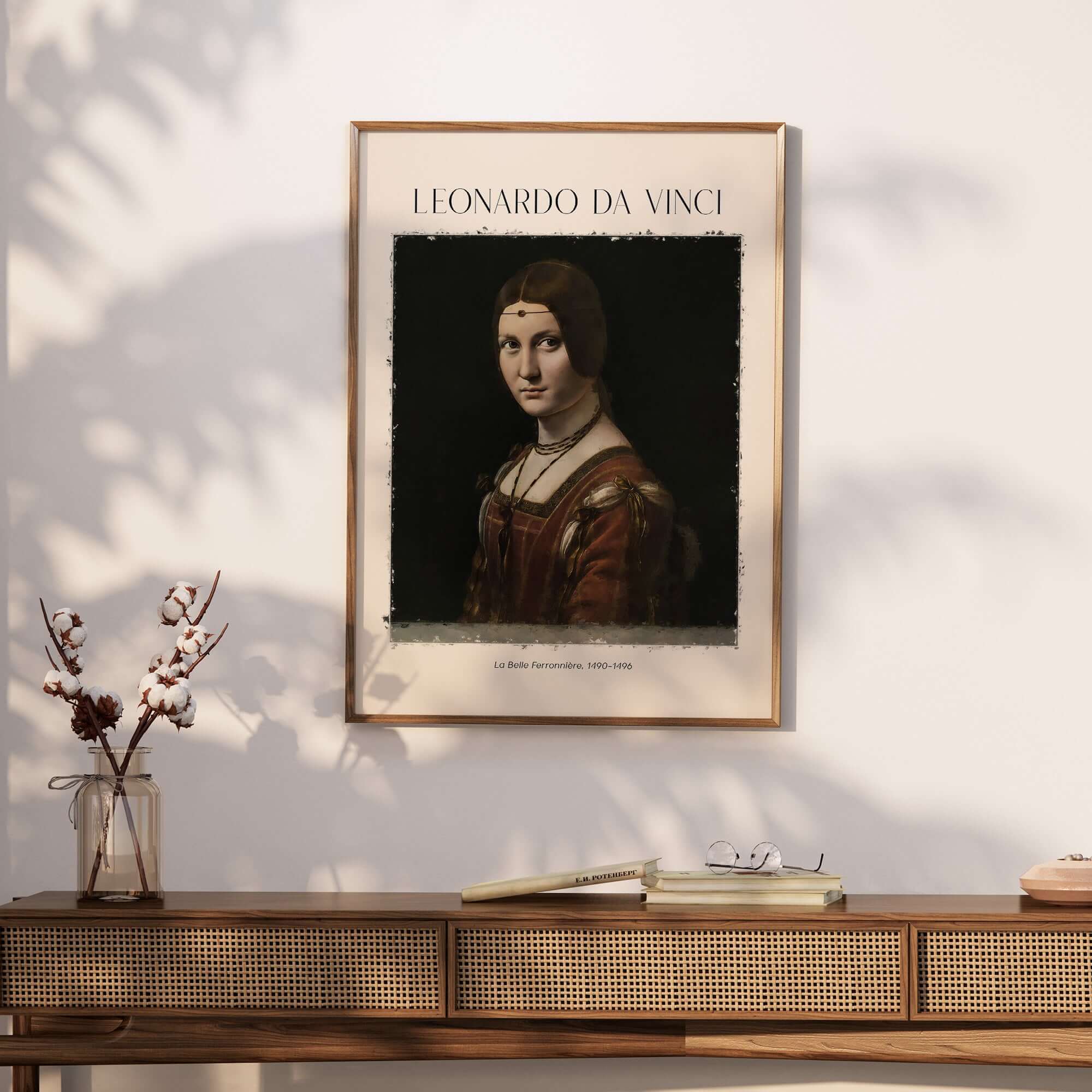 Leonardo da Vinci La Belle Ferronnière 1490s Renaissance Portrait Art Print on wall decor.