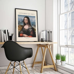 Leonardo da Vinci Art Print -  Mona Lisa 1503 Iconic Renaissance Portrait Art Print Louvre Poster framed on a wall