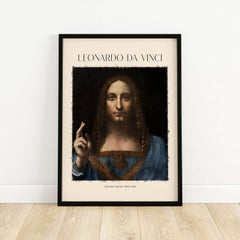 Leonardo da Vinci Salvator Mundi c1500 Portrait of Christ Art Print Poster framed wall art.