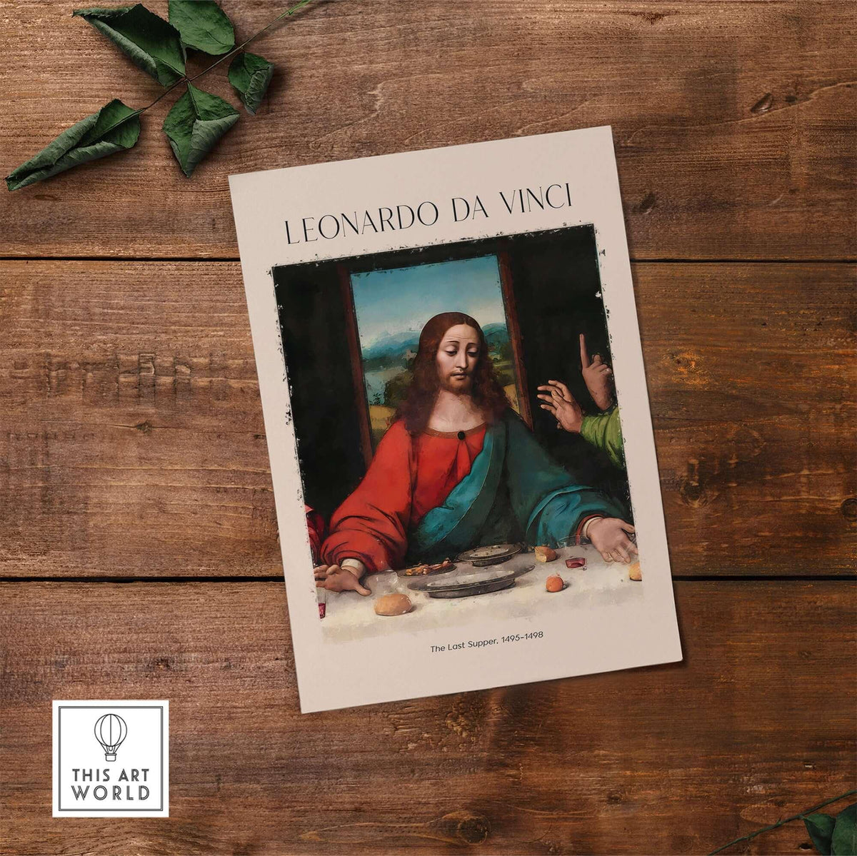 Leonardo da Vinci Art Print - The Last Supper Detail Christ 1498 Renaissance Mural Art Print on display.
