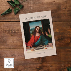 Leonardo da Vinci Art Print - The Last Supper Detail Christ 1498 Renaissance Mural Art Print on display.
