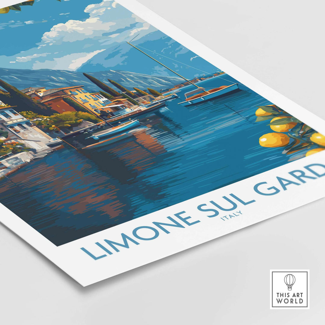 Limone sul Garda Italy Art Print | Lake Garda Poster showcasing lakeside views and colorful architecture.