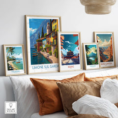 Limone sul Garda Italy Art Print | Lake Garda Travel Poster displayed among other travel art prints.