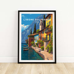 Limone sul Garda Print | Lake Garda Wall Decor featuring the picturesque village by the lake in vibrant colors.