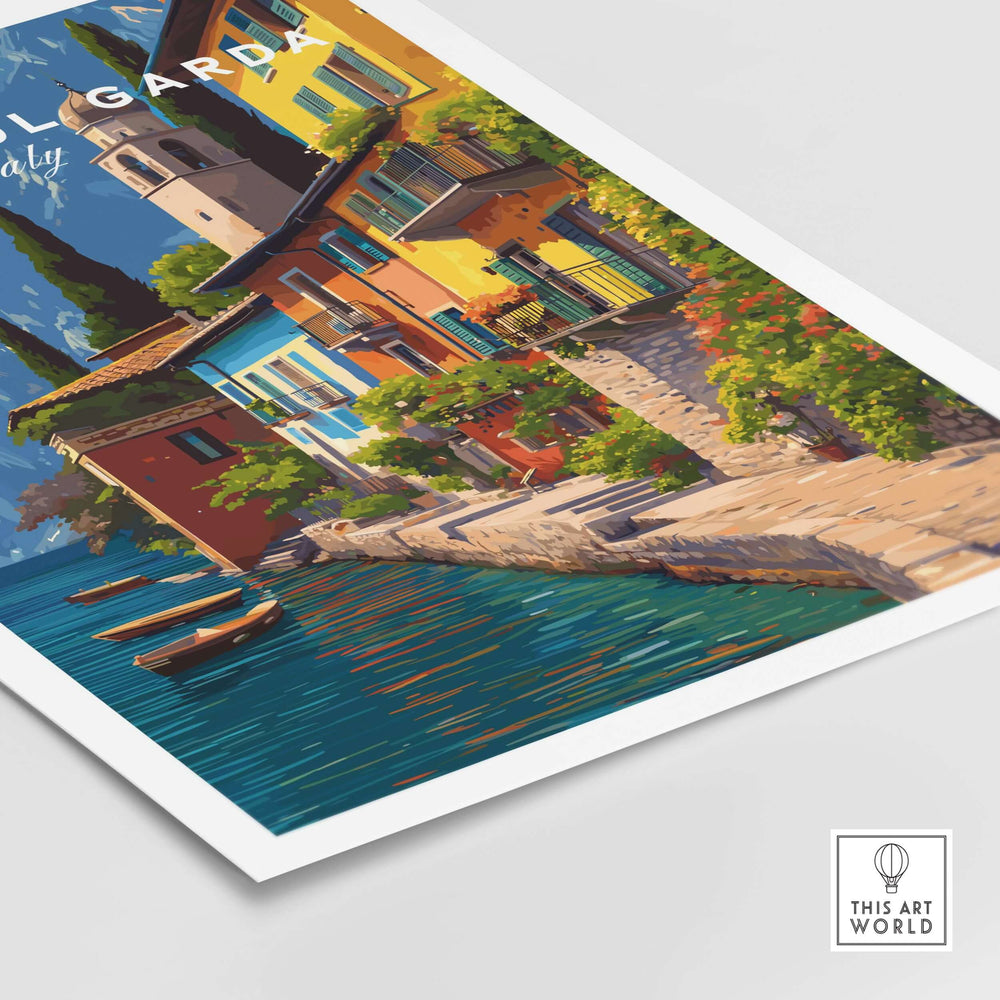 Limone sul Garda Print | Lake Garda Wall Decor featuring vibrant colors of the lakeside village and serene waters.