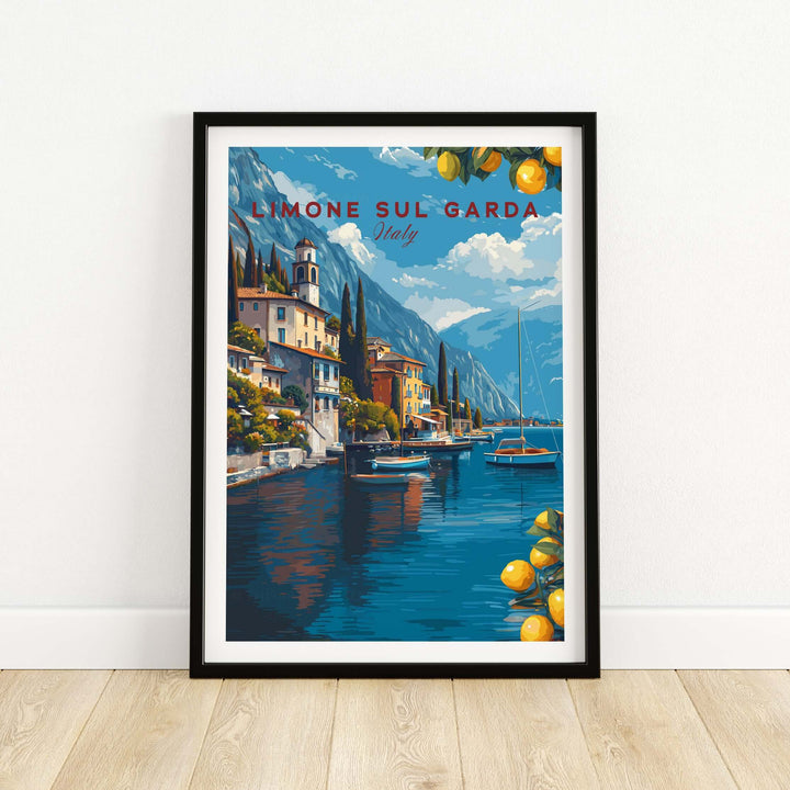 Limone sul Garda Poster - Italy Lake Garda Wall Art featuring vibrant lakeside scenery.