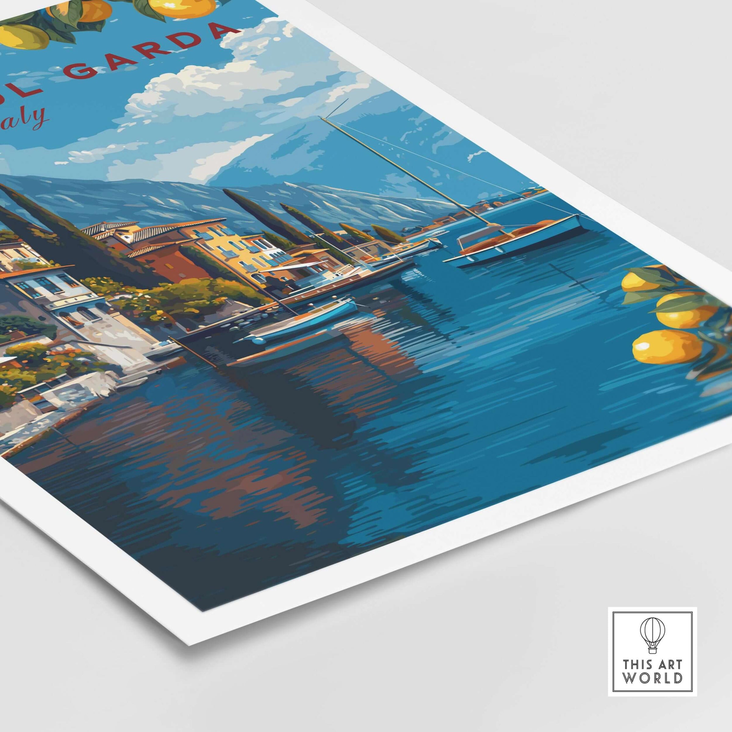 Limone sul Garda Poster - Italy Lake Garda Wall Art showcasing vibrant landscapes and serene waters.