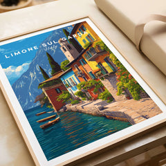 Limone sul Garda Print | Lake Garda Wall Decor showcasing vibrant colors and serene waters of Italy's Lake Garda.
