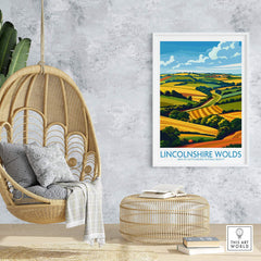 Lincolnshire Wolds Print showcasing vibrant hills and landscapes in stylish wall art decor.