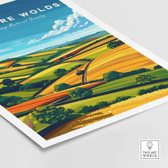 Lincolnshire Wolds Wall Art Print showcasing scenic rolling hills and vibrant landscapes of natural beauty.