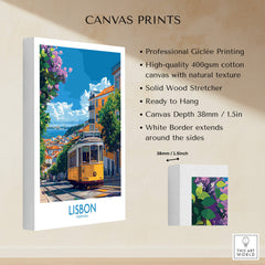 Lisbon Portugal Yellow Tram 28 Art Print | Alfama Hills Wall Decor featuring vibrant colors and professional Giclée printing.