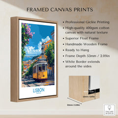 Lisbon Portugal Yellow Tram 28 Art Print | Alfama Hills Wall Decor featuring vibrant colors and framed design.