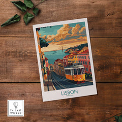 Lisbon Poster - Portugal showcasing Tram 28 and vibrant cityscape, perfect for home or office decor.