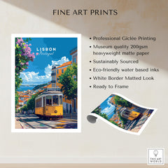 Lisbon Cityscape Tram 28 Poster | Colorful Portugal Travel Art showcasing vibrant design and professional quality printing.