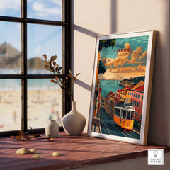 Lisbon Travel Poster featuring Tram 28, perfect for home decor and travel lovers, bringing wanderlust to any space.