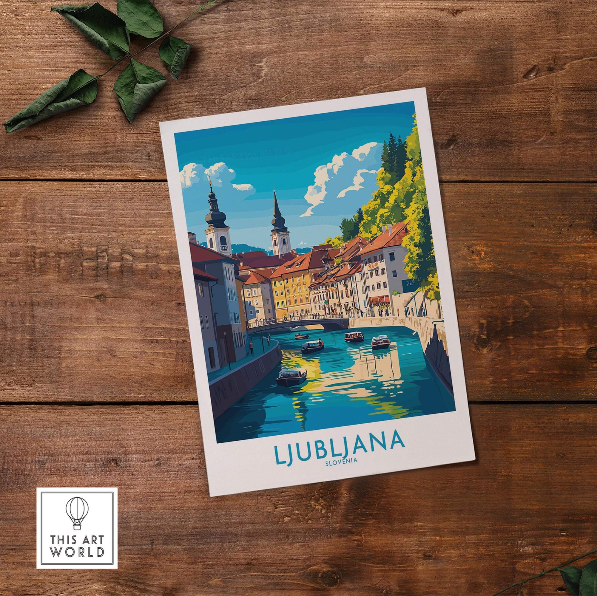 Ljubljana Print Slovenia showcasing the picturesque landscape and iconic landmarks of Slovenia's capital city.
