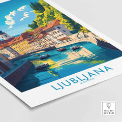 Ljubljana Print Slovenia showcasing the charming canals and colorful buildings of Slovenia's capital city.