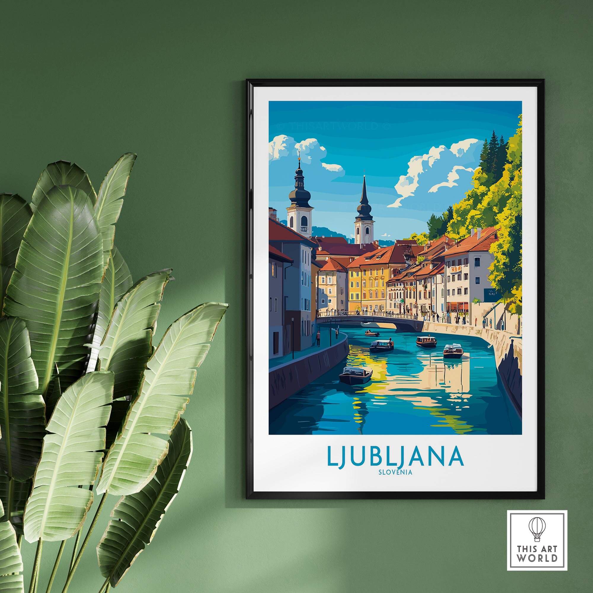 Ljubljana Print Slovenia showcasing the beauty of Slovenia's capital with iconic landmarks and picturesque landscapes.