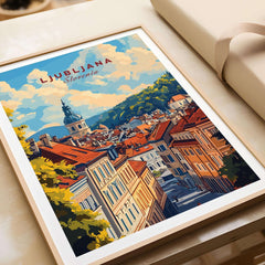 Ljubljana Travel Print showcasing the charming streets and stunning architecture of Slovenia
