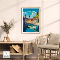 Ljubljana Wall Art showcasing vibrant colors and intricate details of Slovenia's capital city.