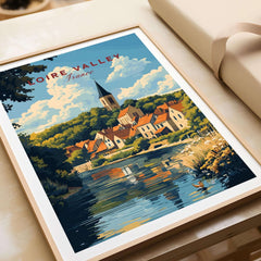 Loire Valley France Travel Print showcasing picturesque landscapes and charming architecture.
