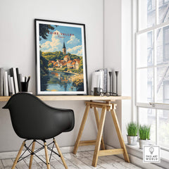 Loire Valley France Travel Print showcasing iconic landscapes in a stylish home office setting.