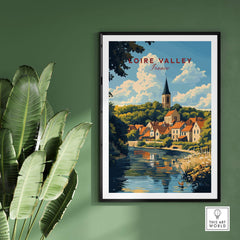 Loire Valley France Travel Print showcasing picturesque landscape and historic architecture in a charming French setting.