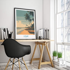 Lomé Togo Canvas Print | Palm Trees & Ocean View Poster capturing serene coastal beauty in a modern home setting.