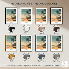 Lomé Togo Canvas Print | Palm Trees & Ocean View Poster framed color options including black, white, natural, brown, gold, and silver.