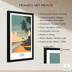 Lomé Togo Canvas Print | Palm Trees & Ocean View Poster featuring framed art print with vibrant palm and ocean scene.