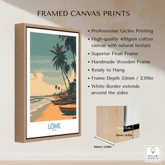 Lomé Togo Canvas Print | Palm Trees & Ocean View Poster framed print showcasing tropical scenery and high-quality materials.