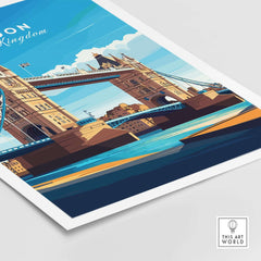 London Print England featuring Tower Bridge and the River Thames in vibrant colors.