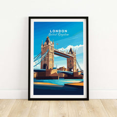 London Print England featuring Tower Bridge and River Thames in vibrant colors