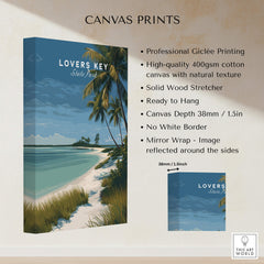 Lovers Key Florida Travel Poster | Coastal Path & Dunes Wall Art Print featuring Giclée printing and tropical scenery.