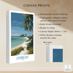 Lovers Key Florida Canvas Print | Tropical Beachfront Scenery Poster showcasing professional Giclée printing and solid wood stretcher.