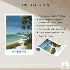 Lovers Key Florida Canvas Print | Tropical Beachfront Scenery Poster featuring palm trees and sandy beach.