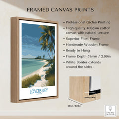 Lovers Key Florida Canvas Print | Tropical Beachfront Scenery Poster featuring professional giclée printing and handmade wooden frame.