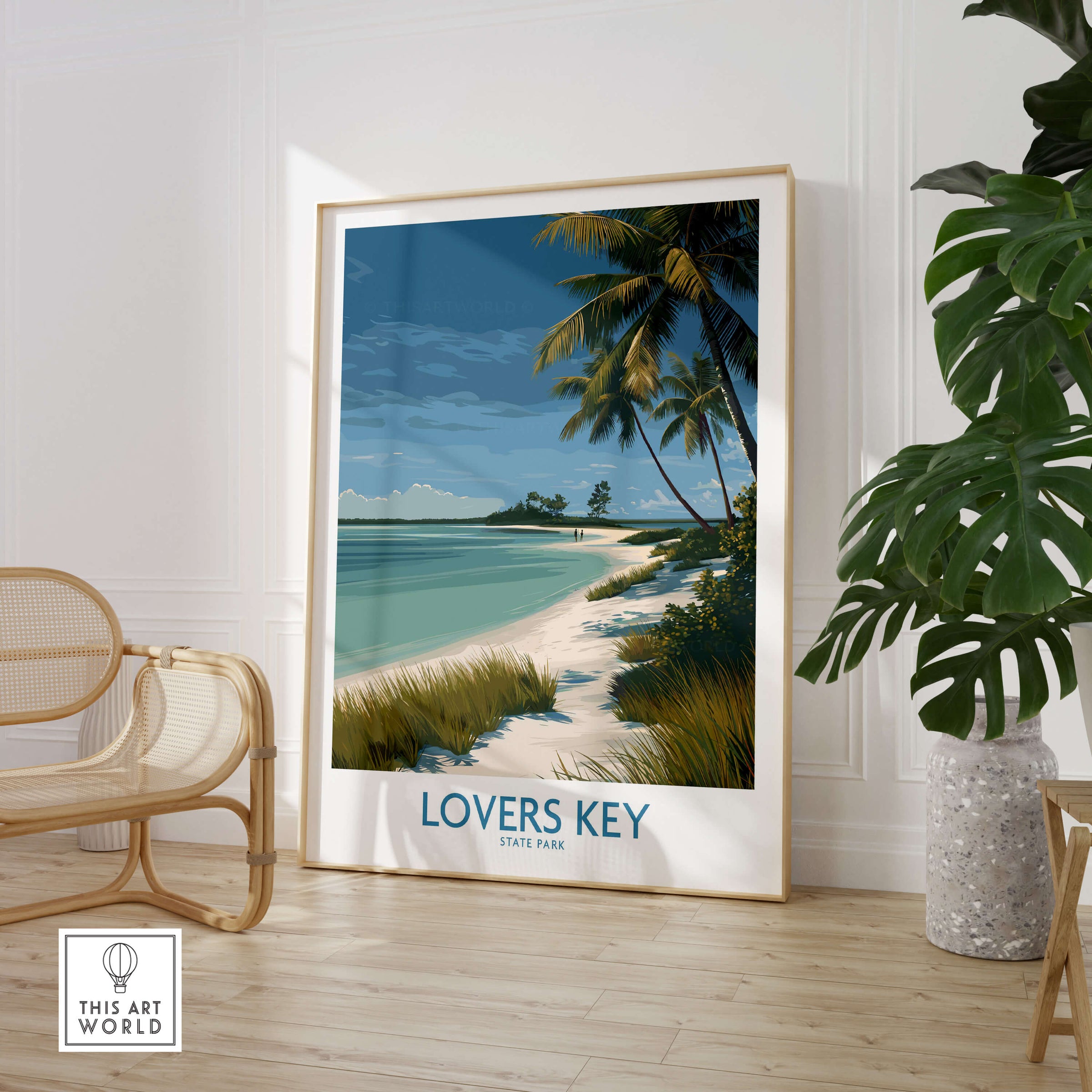 Lovers Key Florida Canvas Print | Tropical Beachfront Scenery Poster in a stylish setting, showcasing lush tropical scenery.