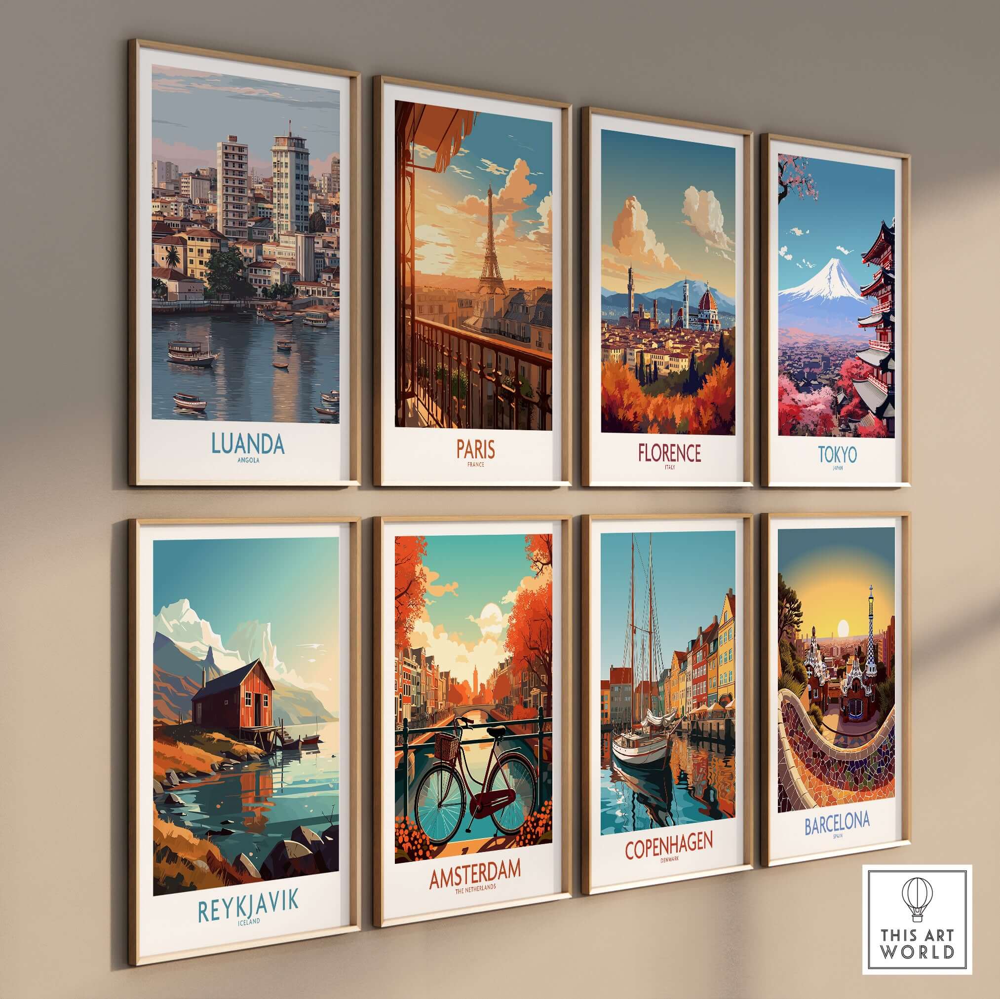 Luanda Cityscape Poster - Angola Travel Print - Urban Waterfront Wall Art displayed among other city posters