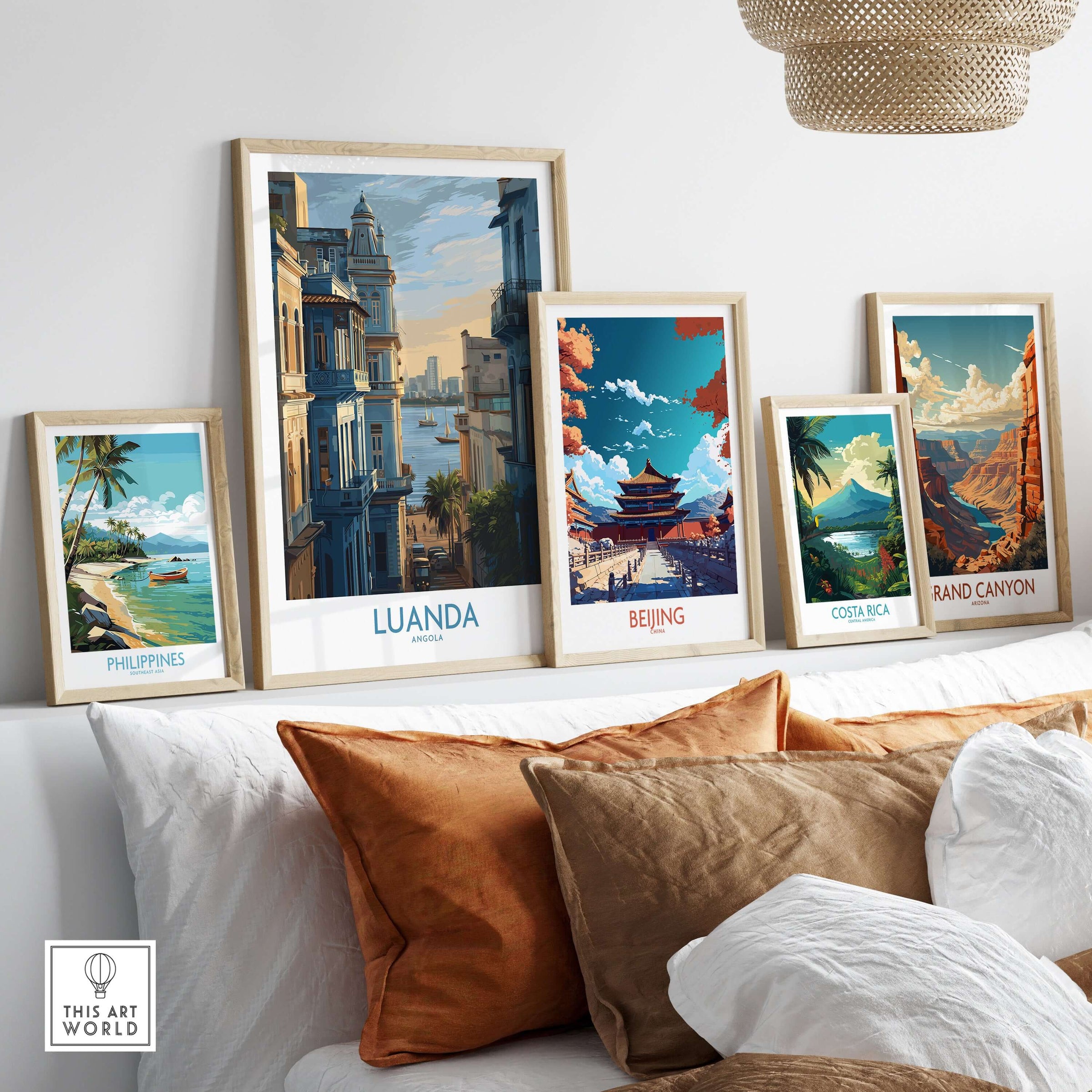 Luanda Poster - Historic Angola Art Print - Portuguese Architecture Wall Art displayed with other art prints.