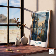 Luanda Poster - Historic Angola Art Print - Portuguese Architecture Wall Art displayed in a cozy interior setting.