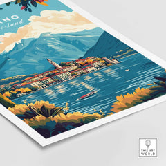 Lugano Print Switzerland showcasing vibrant mountains, clear lakes, and charming village scenery.