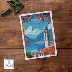 Lugano Wall Art showcasing the scenic beauty of Lugano, Switzerland, with vibrant colors and charming landscapes.