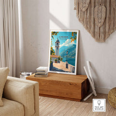 Lugano Wall Art Poster showcasing vibrant colors and intricate details in a stylish home setting.
