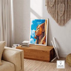 Luxor Egypt Poster showcasing ancient landmarks in vibrant colors, perfect for home decor.