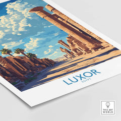 Luxor Print Egypt showcasing stunning Egyptian architecture and palm trees against a beautiful sky.