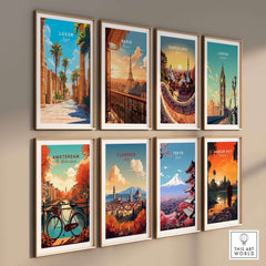 Luxor Travel Print among other city travel prints including Paris, Barcelona, London, Amsterdam, and Tokyo.