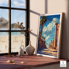 Luxor Wall Art showcasing intricate Egyptian detail in a contemporary setting near a window.